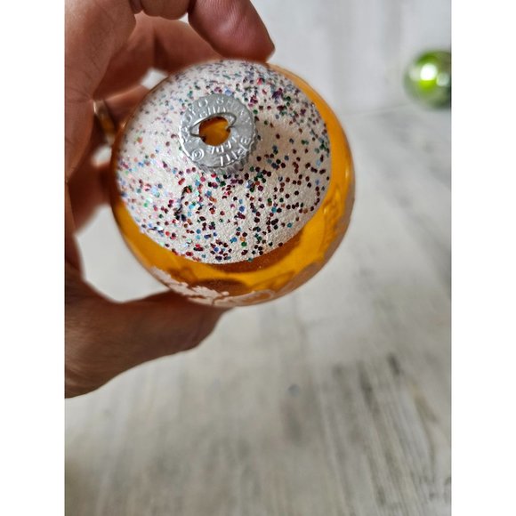 Vintage radko shiny Brite yellow tinsel glitter greetings bell spiral ornament X - Picture 8 of 8